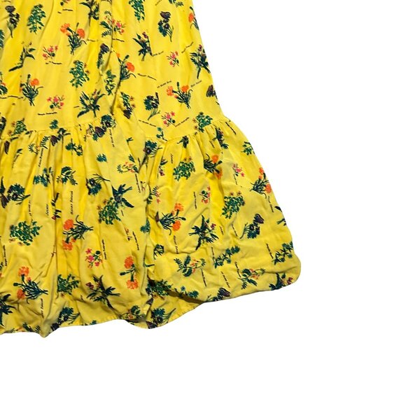 ModCloth Inclined to Impress Bold Yellow Floral Print Dress Cottagecore Sz Large - Picture 5 of 12